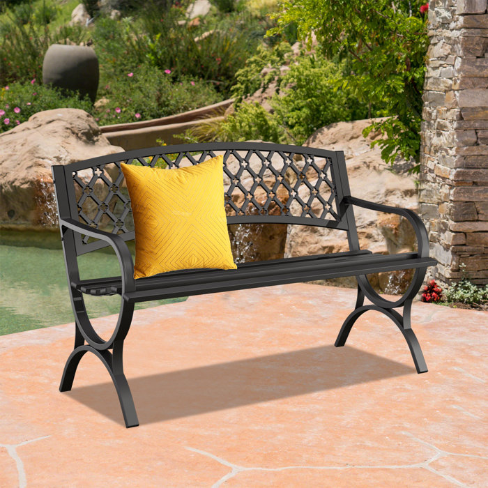 Lark Manor AbbiLeigh Outdoor Bench Garden Bench, Weatherproof AntiRust HeavyDuty Outside